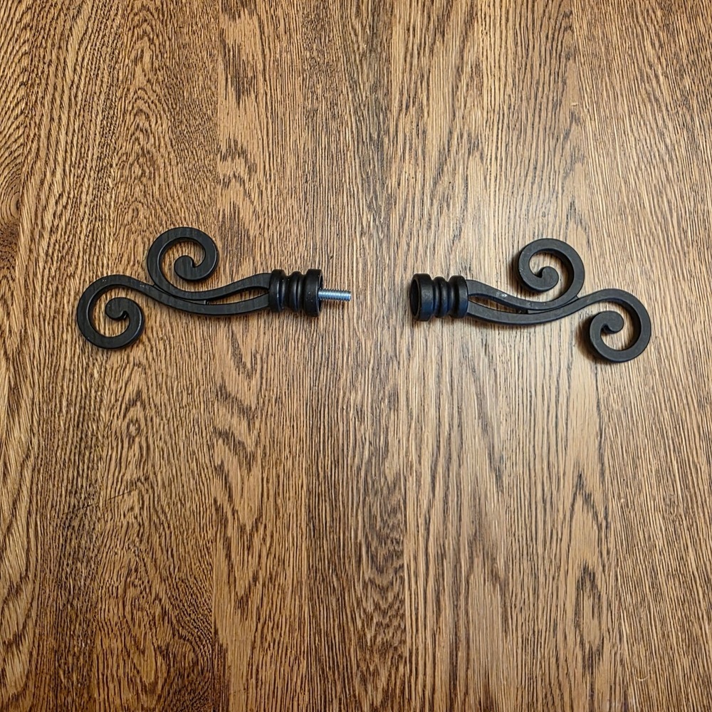 Dark Bronze‎ Metal Scroll Curtain Rod Finials Set of 2 Decorative Victorian Flat